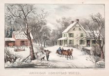 American Homestead, Winter, 1868. Creator: James Merritt Ives (American, 1824-1895), and ; Nathaniel Currier (American, 1813-1888)