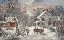American Homestead - Winter, pub. 1868, Currier & Ives (Colour Lithograph)
