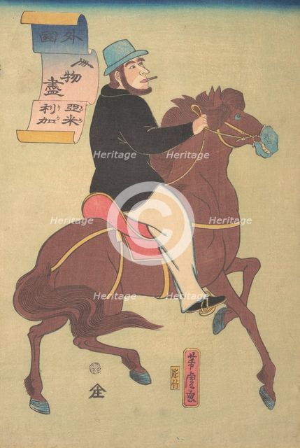 American Horseman, 1st month, 1861. Creator: Utagawa Yoshitora.