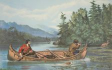 American Hunting Scenes, A Good Chance , pub. 1863, Currier & Ives (Colour Lithograph)