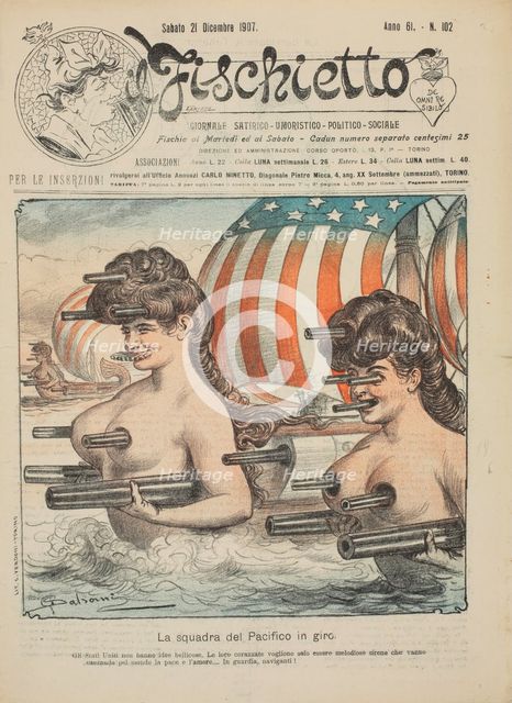 American imperialism. Cover of "Il Fischietto", 21 December 1907, 1907. Creator: Dalsani (Giorgio Ansaldi) (1844-1922).