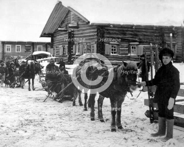 American infantry near Arkhangel, Russia, December 1918..  Artist: Anon