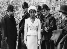 American jazz singer Diahann Carroll, Embankment Gardens, London, May Day, c1960s-c1970s(?)