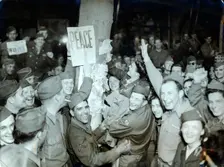 American soldiers celebrating the surrender of Japan, Paris, World War II, August 1945. Creator: Unknown