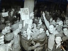 American soldiers celebrating the surrender of Japan, Paris, World War II, August 1945