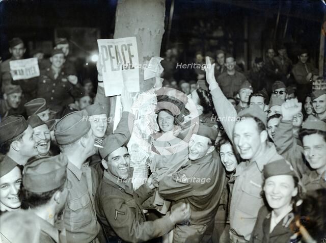 American soldiers celebrating the surrender of Japan, Paris, World War II, August 1945. Artist: Unknown