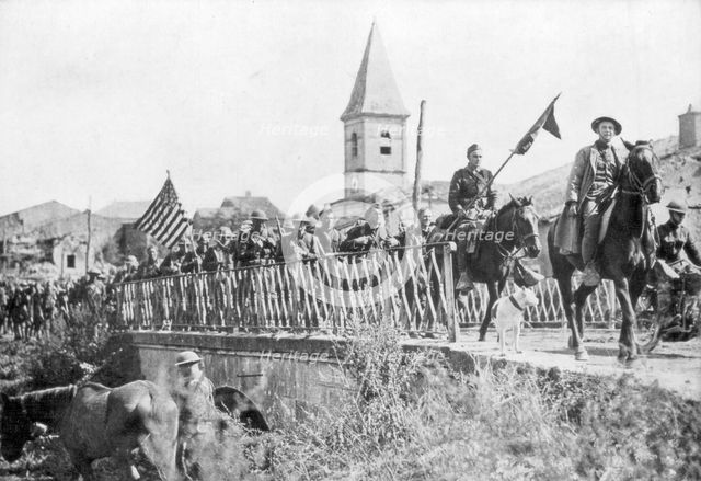 American soldiers entering the village of Nonsard, near Saint-Mihiel, France, 12-15 September 1918. Artist: Unknown