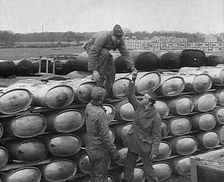 American Soldiers Working at a Fuel and Equipment Dump at an American Airfield in England, 1943-1944 Creator: British Pathe Ltd