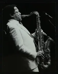 American saxophonist Illinois Jacquet playing at the Capital Radio Jazz Festival, Knebworth, Hertfor Creator: Denis Williams