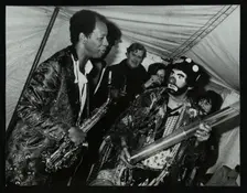 American saxophonist Ornette Coleman meets a clown, Bracknell Jazz Festival, Berkshire, 1978. Creator: Denis Williams