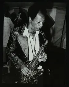 American saxophonist Ornette Coleman playing at the Bracknell Jazz Festival, Berkshire, 1978. Creator: Denis Williams