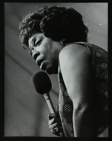 American singer Sarah Vaughan at the Capital Radio Jazz Festival, Knebworth, Hertfordshire, 1981. Creator: Denis Williams