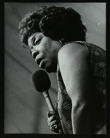 American singer Sarah Vaughan at the Capital Radio Jazz Festival, Knebworth, Hertfordshire, 1981. Creator: Denis Williams