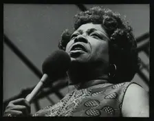 American singer Sarah Vaughan at the Capital Radio Jazz Festival, Knebworth, Hertfordshire, 1981. Creator: Denis Williams