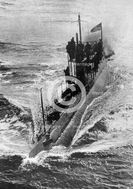 American submarine 'Preparedness' at full speed, First World War, 1914-1918, (c1920). Artist: Unknown