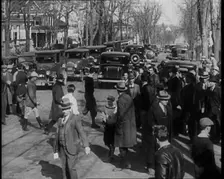 American Police Officers and Members of the Press on the Streets of New Jersey, 1930s. Creator: British Pathe Ltd