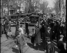 American Police Officers and Members of the Press on the Streets of New Jersey, 1930s. Creator: British Pathe Ltd