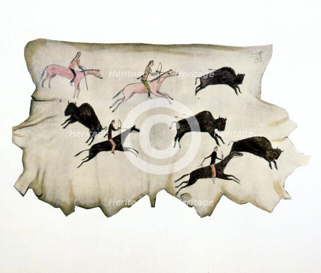 American Plains Indians on a Buffalo hunt, 1898 Artist: Washakie
