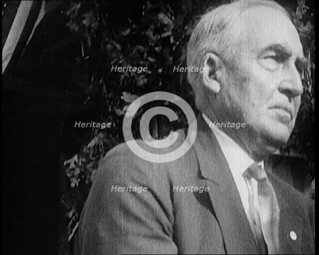 American President Warren Harding Making a Speech, 1922. Creator: British Pathe Ltd.