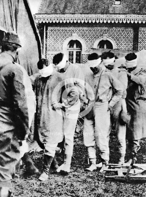 American prisoners of war, victims of German gas attacks, World War I, 1918. Artist: Unknown