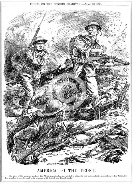 American reinforcements to aid the Allied troops before the main US Army arrived, World War 1, 1918. Artist: Leonard Raven-Hill