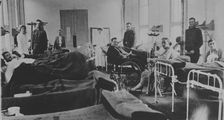 American wounded in base hospital, France, 1917 or 1918. Creator: Bain News Service
