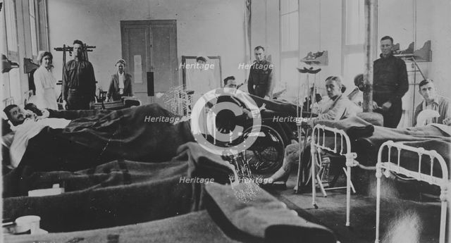 American wounded in base hospital, France, 1917 or 1918. Creator: Bain News Service.