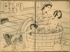 American Woman Bathing her Children 1862-1865, (1924). Creator: Sadahide Utagawa