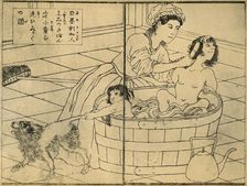 American Woman Bathing her Children 1862-1865, (1924). Creator: Sadahide Utagawa
