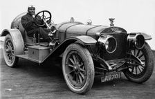 American world heavweight boxing champion Jack Johnson in a 1908 Austin 100hp Creator: Unknown