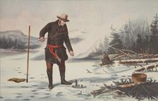 American Winter Sports - Trout Fishing on Chateaugay Lake, pub. 1856, Currier & Ives (Colour Lithogr