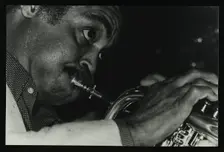 American trumpet and flugelhorn player Art Farmer at The Bell, Codicote, Hertfordshire, 1983. Creator: Denis Williams