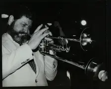 American trumpeter Bobby Shew performing at The Bell, Codicote, Hertfordshire, 19 May 1985. Creator: Denis Williams
