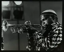 American trumpeter Ted Curson playing at the Bracknell Jazz Festival, Berkshire, 1983. Creator: Denis Williams