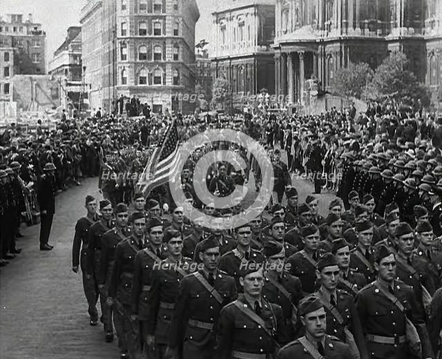 American Troops Marching Through London, 1942. Creator: British Pathe Ltd.