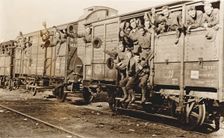 American troops on a train in France, c. 1917