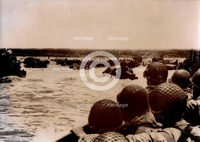American troops disembark, Normandy, 1944. Artist: Unknown