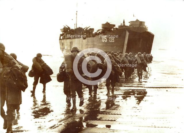 American troops disembark onto the sands of Normandy, 1944. Creator: Unknown.