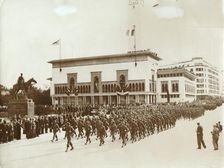 American troops parading in Casablanca, Morocco, World War II, December 1942