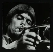 American trombonist Bill Watrous playing at the Forum Theatre, Hatfield, Hertfordshire, 1982. Creator: Denis Williams