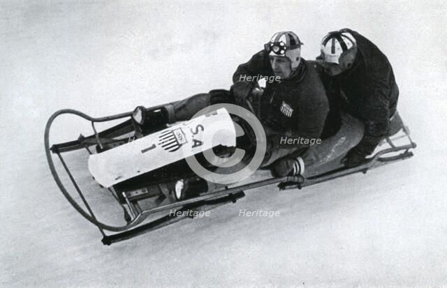 American two man bobsleigh team, German winter olympic games, 1936. Artist: Unknown