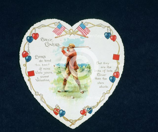 American Valentine card with a golfing theme, 1910. Creator: Unknown.
