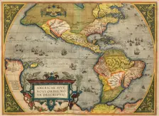 Americae Sive Novi Orbis Nova Descripto. From Theatrum Orbis Terrarum, 1572. Creator: Ortelius, Abraham (1527-1598)