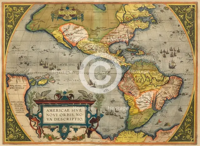 Americae Sive Novi Orbis Nova Descripto. From Theatrum Orbis Terrarum, 1572. Creator: Ortelius, Abraham (1527-1598).