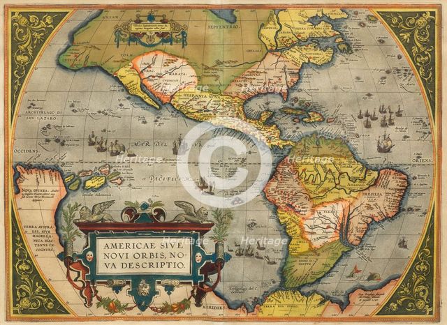 Americae Sive Novi Orbis Nova Descripto. From Theatrum Orbis Terrarum, 1572. Creator: Ortelius, Abraham (1527-1598).