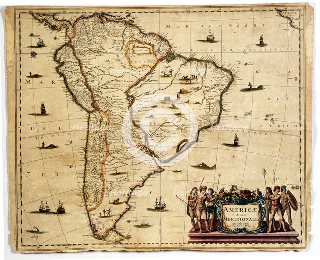 Americae pars Meridionalis, Amsterdam, c. 1640.  Creator: Hondius, Henrici (siglo XVII).