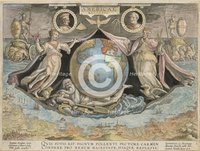 Americae Retectio (Americae Retectio), 1591. Creator: Stradanus (Straet, van der), Johannes (1523-1605).