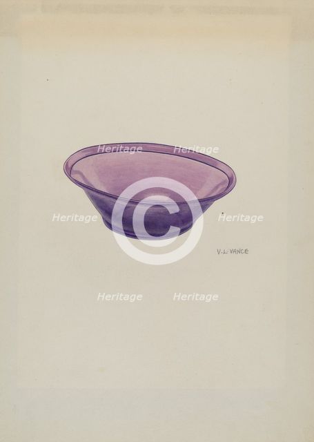 Amethyst Glass Bowl, c. 1940. Creator: V. L. Vance.