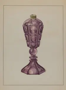 Amethyst Glass Oil Lamp, c. 1936. Creator: Marcus Moran