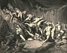 Amid this dread exuberance of woe ran naked spirits wing'd with horrid fear c1890. Creator: Gustave Doré